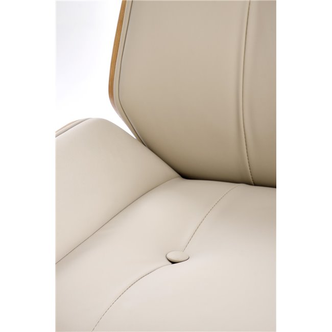 Office chair Hebstero, walnut/beige color, eco leather, H114-122x65x60cm, seat height 46-54cm