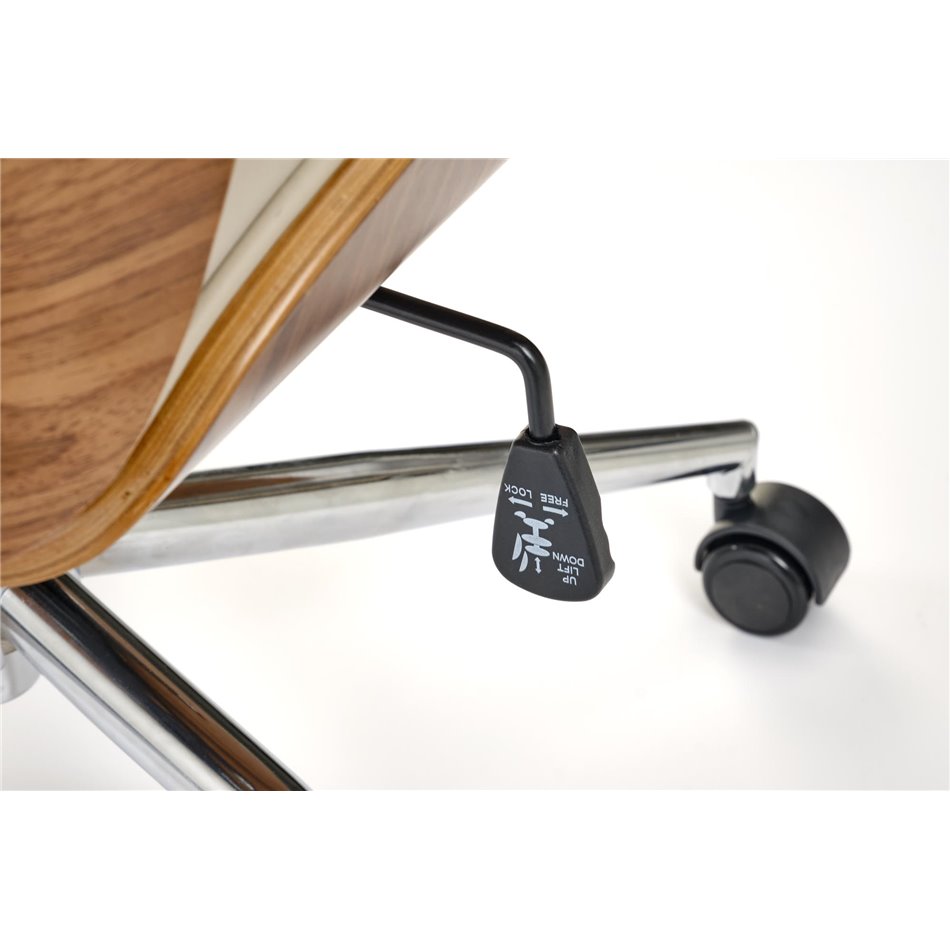 Office chair Himber, walnut/beige color, eco leather, H114-122x72x68cm, seat height 46-54cm