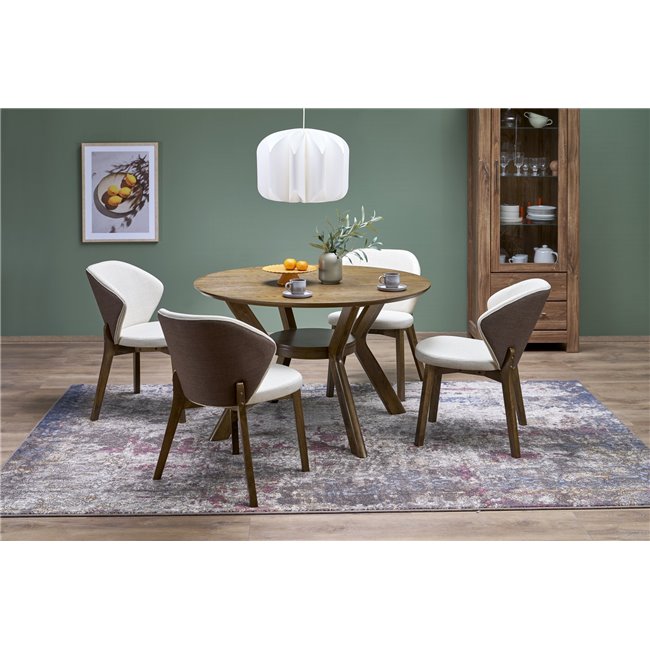 Dining table Hupero, walnut color, MDF, D120cm, H76cm 