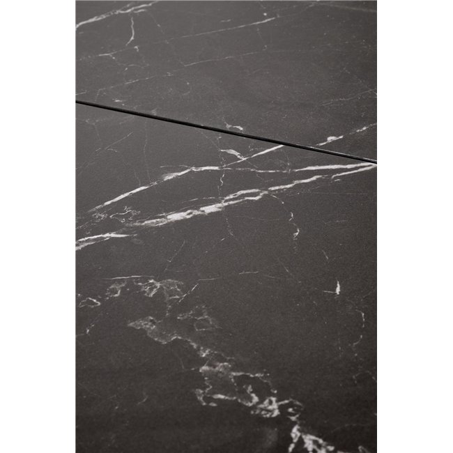 Extendable dining table Holant, black/oak pattern/gold colors,, 140-180x90cm H76cm 