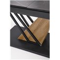 Extendable dining table Holant, black/oak pattern/gold colors,, 140-180x90cm H76cm 