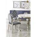 Dining table Heginald S, white/silver color, sintered stone/steel, D120cm, H76cm 