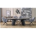 Extendable dining table Horum, black, sintered stone/steel, 180-260x90cm H76cm 