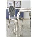 Dining table Heginald S, white/silver color, sintered stone/steel, D120cm, H76cm 