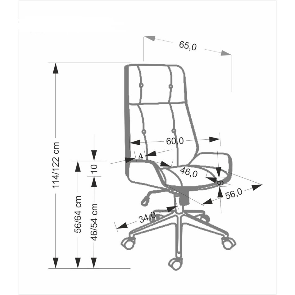 Office chair Hebstero, walnut/black color, eco leather, H114-122x65x60cm, seat height 46-54cm
