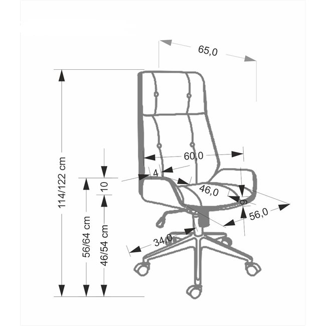 Office chair Hebstero, walnut/black color, eco leather, H114-122x65x60cm, seat height 46-54cm