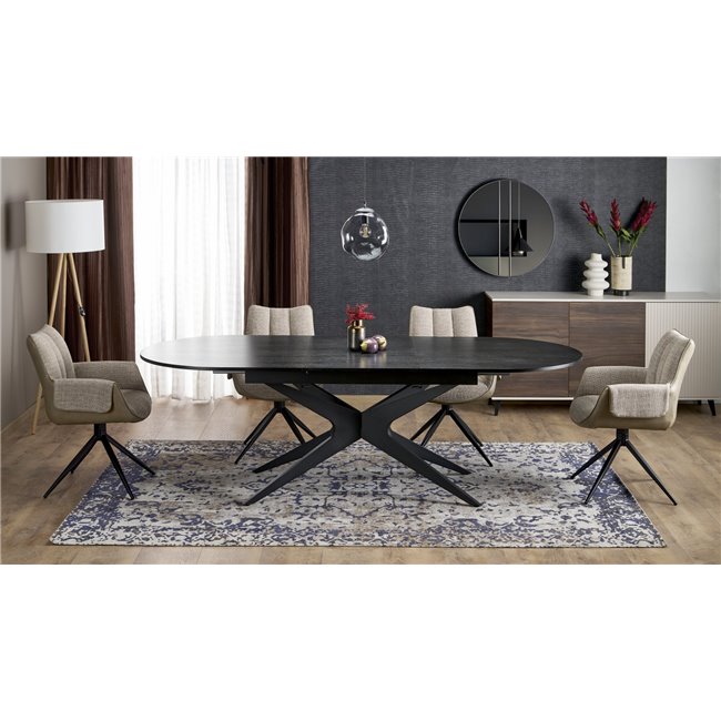 Pikendatav söögilaud Handro, must, MDF/teras, 180-240x100cm H76cm 