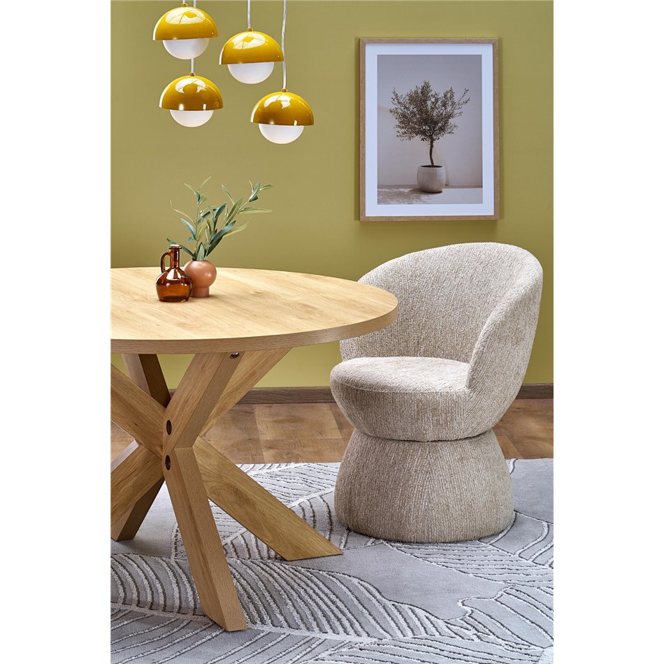 Armchair Hamen K581, swivelling, beige, steel/polyester, H82x63x62cm, seat height 48cm