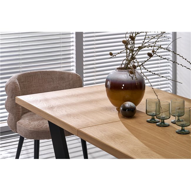 Dining chair Haimo K575, beige, steel/polyester, H79x64x62cm, seat height 51cm