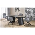 Extendable dining table Horum, black, sintered stone/steel, 180-260x90cm H76cm 
