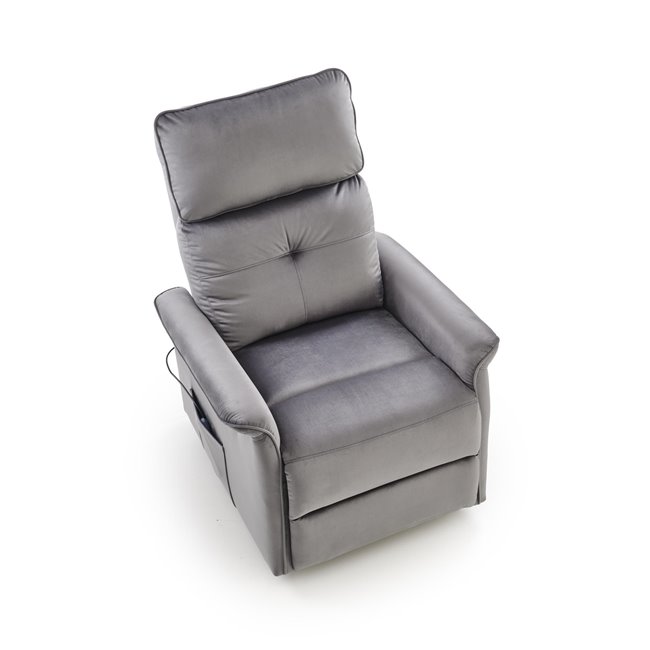 Electric recliner with massage function Hemiro, grey, H108-90x80x90-160cm, seat height 51-52cm