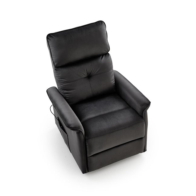 Electric recliner with massage function Hemiro, black, H108-90x80x90-160cm, seat height 51-52cm