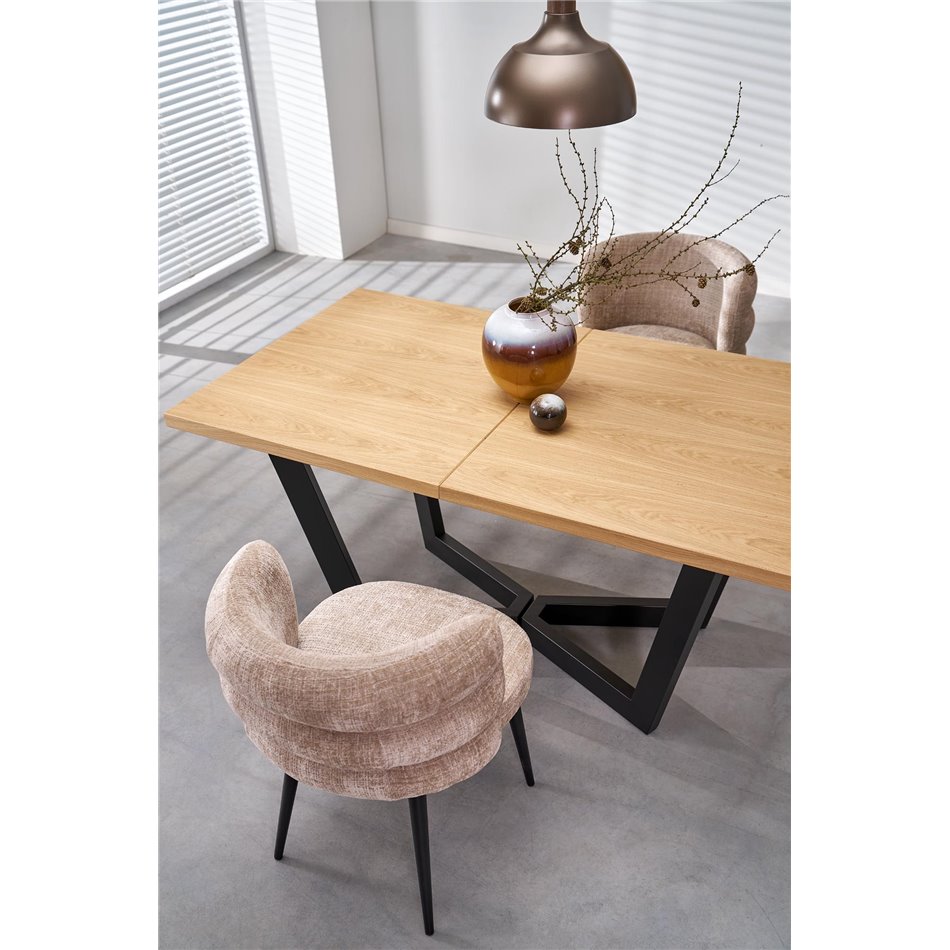 Dining chair Haimo K575, beige, steel/polyester, H79x64x62cm, seat height 51cm