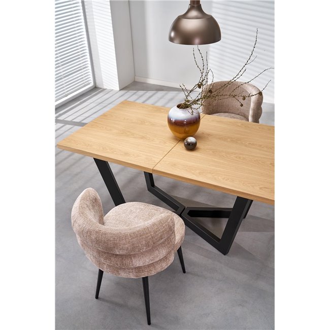 Dining chair Haimo K575, beige, steel/polyester, H79x64x62cm, seat height 51cm