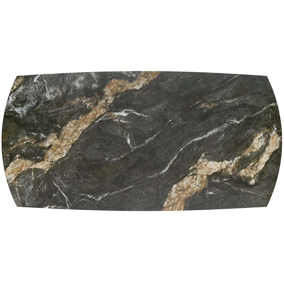 Extendable dining table Horum, black, sintered stone/steel, 180-260x90cm H76cm 