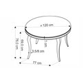 Dining table Heginald S, white/silver color, sintered stone/steel, D120cm, H76cm 