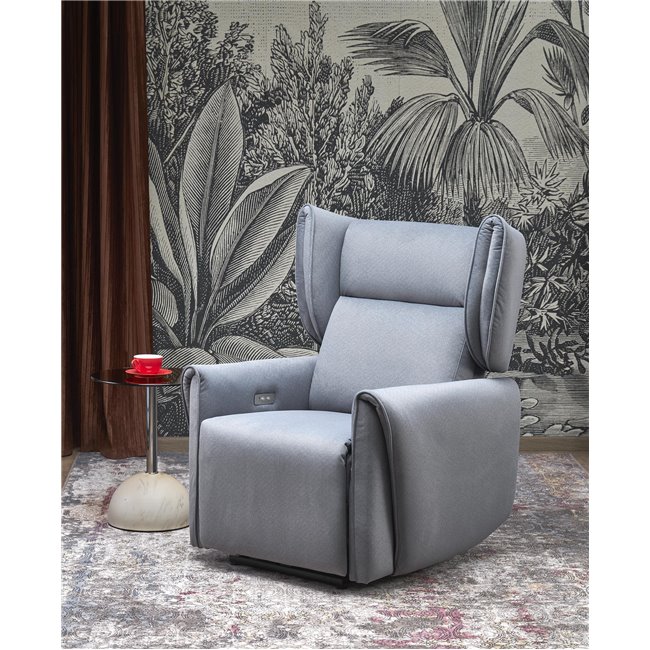 Electric recliner Helato, grey, polyester/metal/wood, H109-95x83x91-161cm, seat height 48-53cm