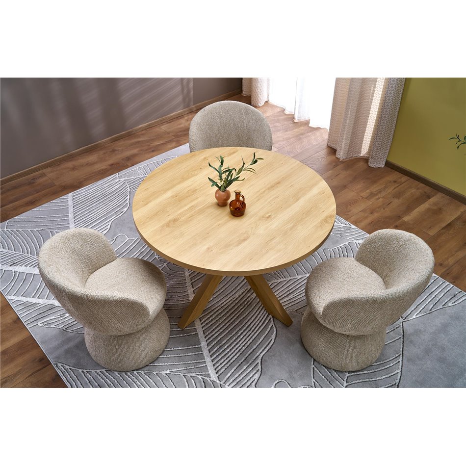 Armchair Hamen K581, swivelling, beige, steel/polyester, H82x63x62cm, seat height 48cm