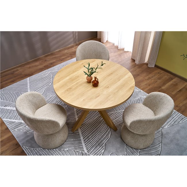 Armchair Hamen K581, swivelling, beige, steel/polyester, H82x63x62cm, seat height 48cm