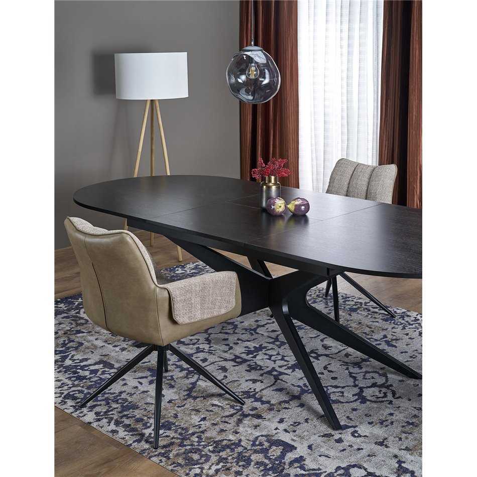Pikendatav söögilaud Handro, must, MDF/teras, 180-240x100cm H76cm 