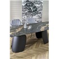 Extendable dining table Horum, black, sintered stone/steel, 180-260x90cm H76cm 