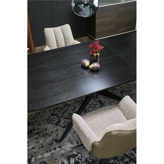 Pikendatav söögilaud Handro, must, MDF/teras, 180-240x100cm H76cm 