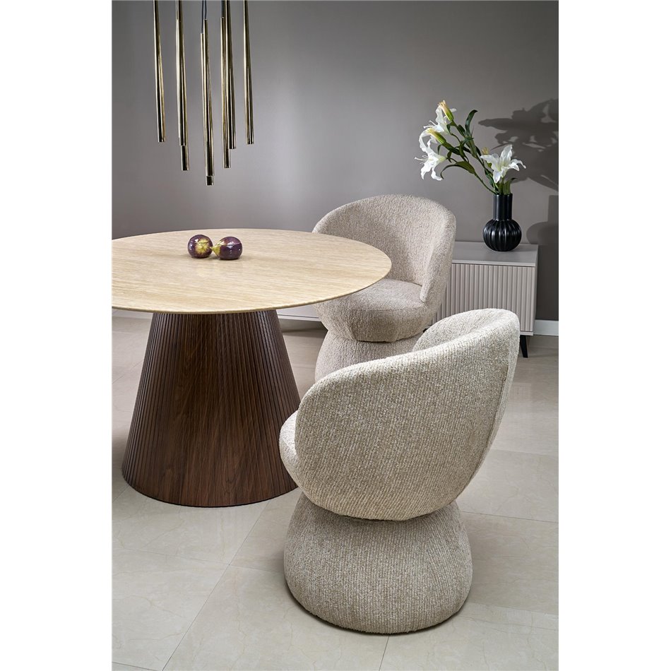Armchair Hamen K581, swivelling, beige, steel/polyester, H82x63x62cm, seat height 48cm