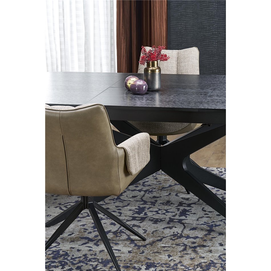 Pikendatav söögilaud Handro, must, MDF/teras, 180-240x100cm H76cm 