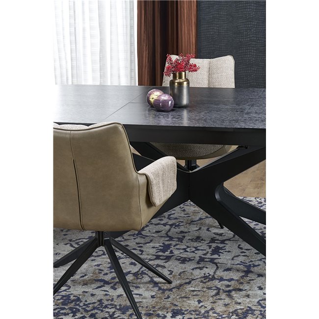 Pikendatav söögilaud Handro, must, MDF/teras, 180-240x100cm H76cm 