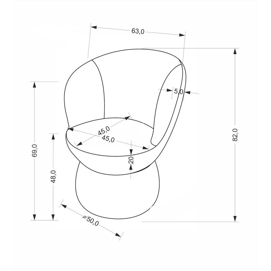 Armchair Hamen K581, swivelling, beige, steel/polyester, H82x63x62cm, seat height 48cm