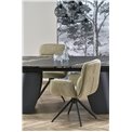 Extendable dining table Horum, black, sintered stone/steel, 180-260x90cm H76cm 