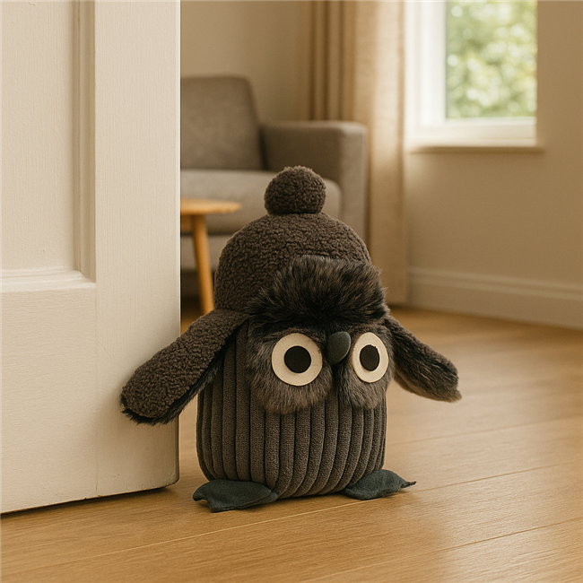 Door stopper Owl grey, 19x15x23cm