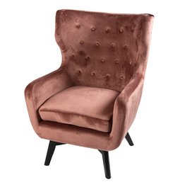 Armchair Dunkel, velvet, old pink color, H103x76x80cm, seat height 50cm