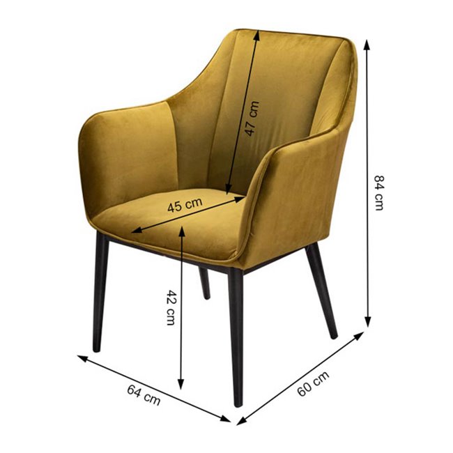 Puhketool Sabara, mustard, H84x64x60cm, istumisosa kõrgus 42cm