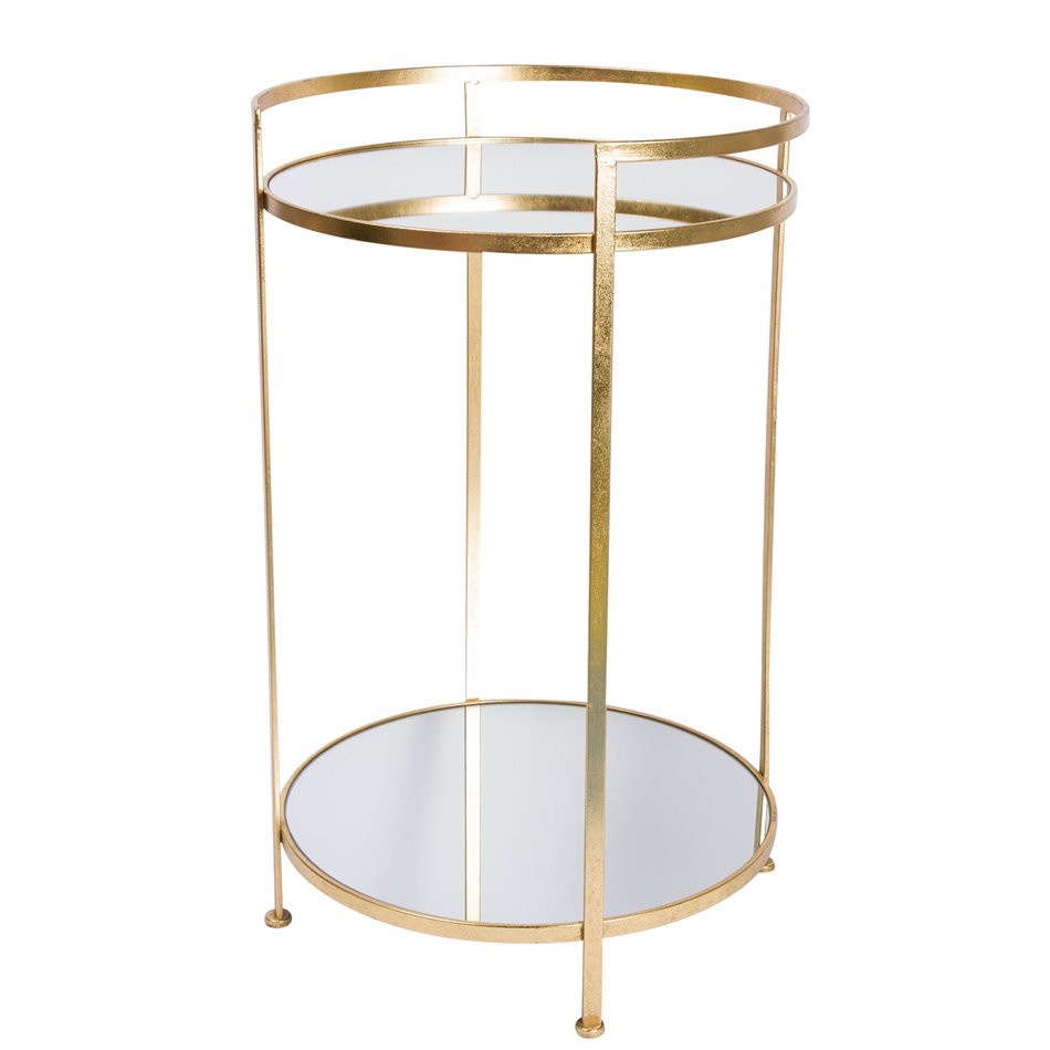 Metal table Barge L, mirror top, golden, D44x71cm