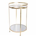 Metal table Barge L, mirror top, golden, D44x71cm