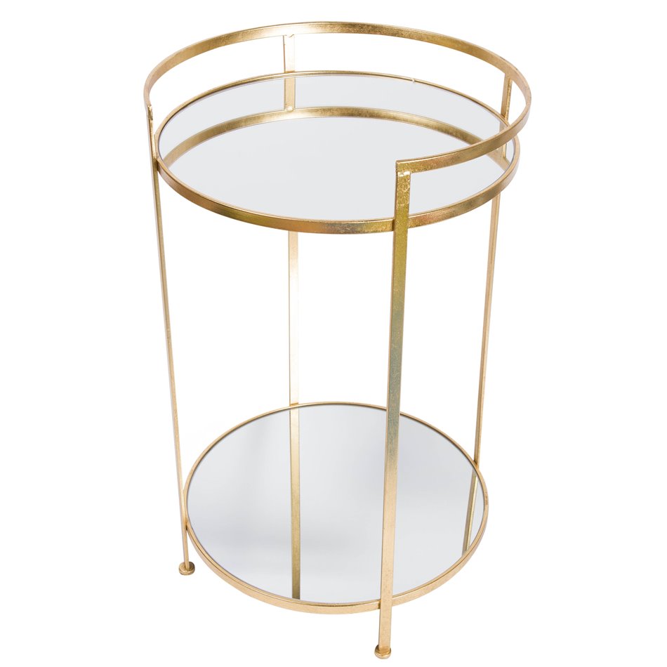 Metal table Barge L, mirror top, golden, D44x71cm