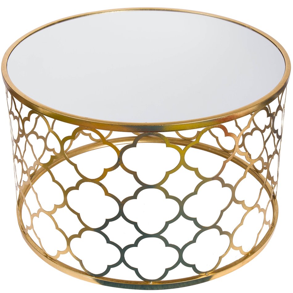 Metal table Berini L, mirror top, golden, D80xH50cm