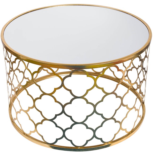 Metal table Berini L, mirror top, golden, D80xH50cm