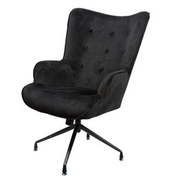 Armchair Dallas, black, velvet, H103x75.5x70cm, seat height 50cm