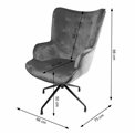 Armchair Dallas, black, velvet, H103x75.5x70cm, seat height 50cm