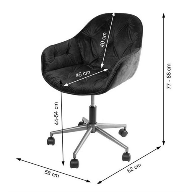 Office chair Slorino, pink, H78-88x58x62cm, seat height 44-54cm