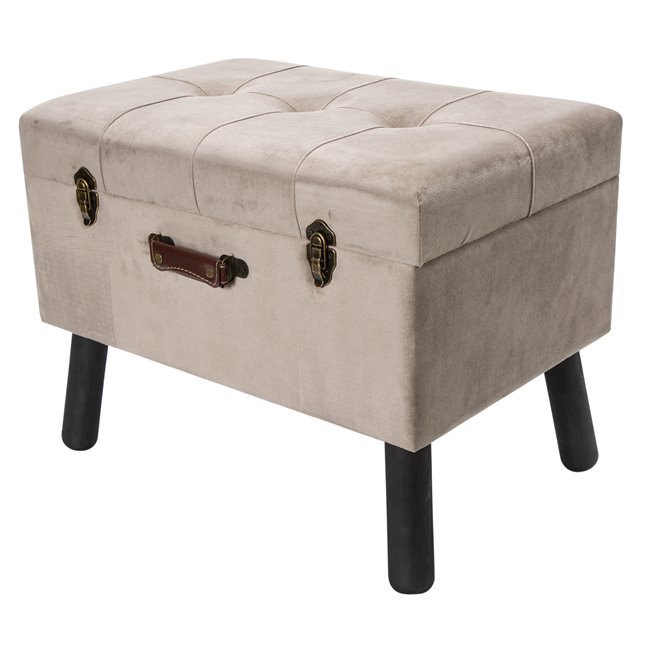 Bench with storage box Ferento L, taupe color, velvet, H49x60x40cm