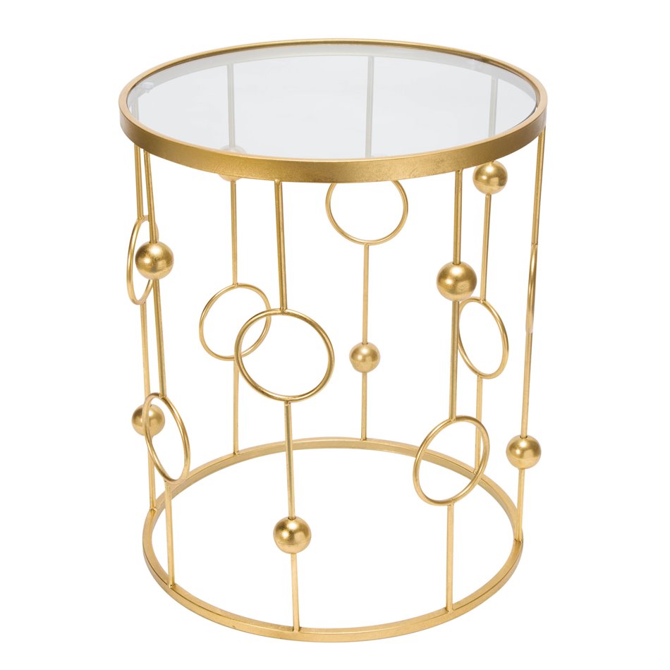 Metal table Bareiro L, gold color, D49.5xH60cm