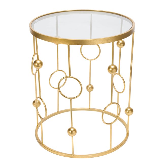 Metal table Bareiro L, gold color, D49.5xH60cm
