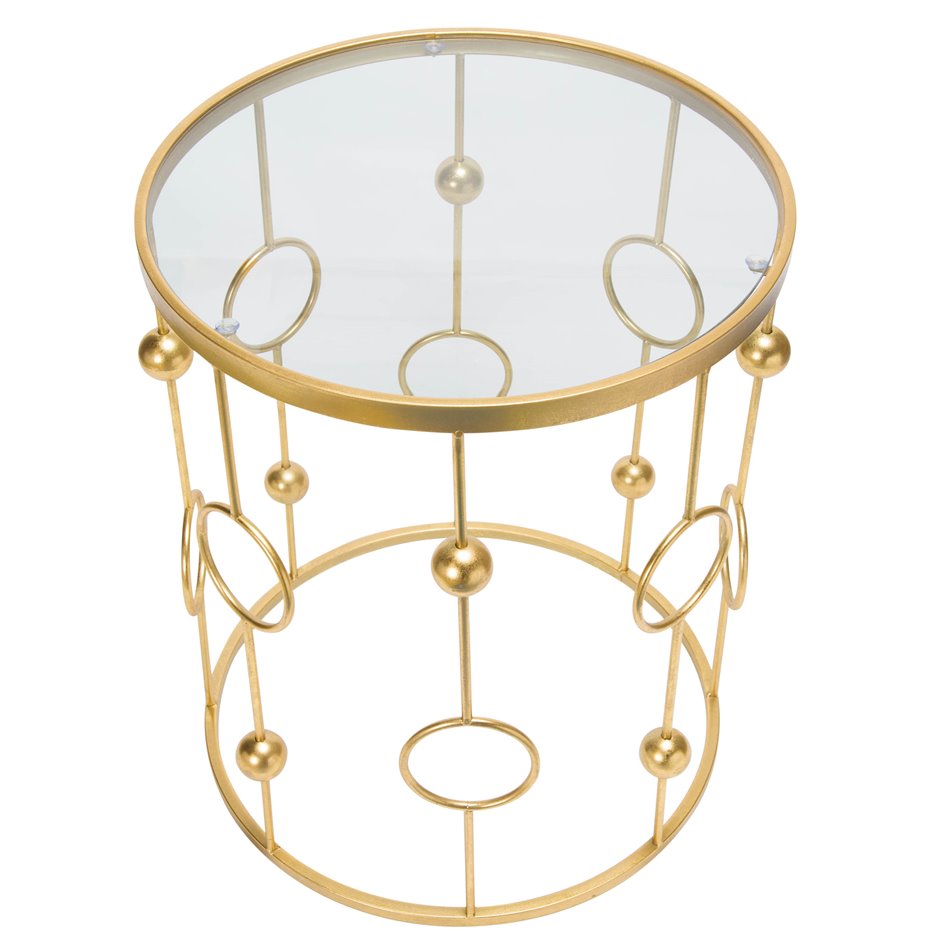 Metal table Bareiro L, gold color, D49.5xH60cm