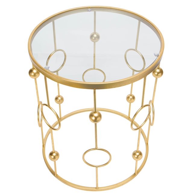 Metal table Bareiro L, gold color, D49.5xH60cm