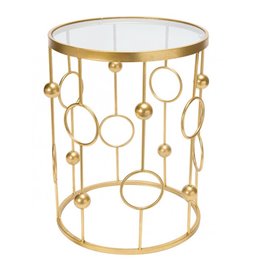 Metal table Bareiro M, gold color, D42xH55cm