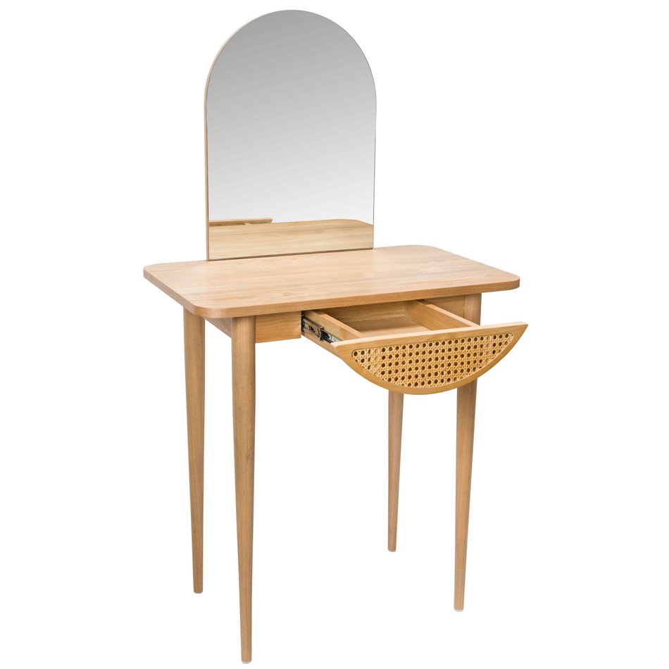 Dressing table with mirror Louis, ash wood veneer, 70x43x130cm