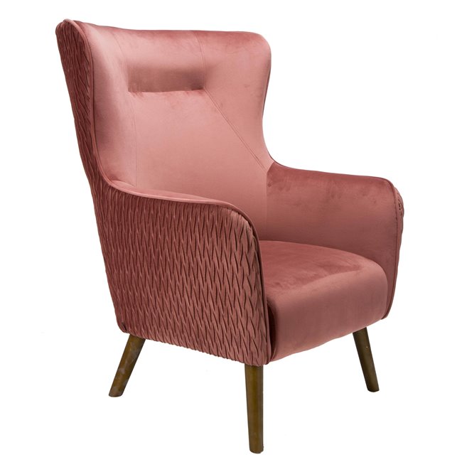 Armchair Dartford, velvet, old rose, H100x75x83cm, seat height 40cm